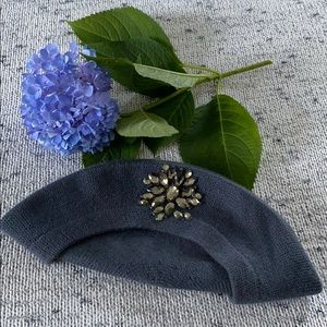 Grey Rhinestone studded Beret